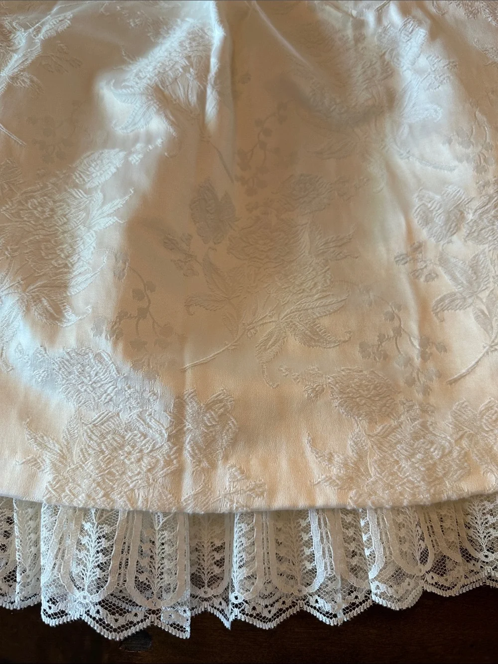 Vintage Jessica McClintock Girls Floral Brocade Skirt with Lace Hem 14